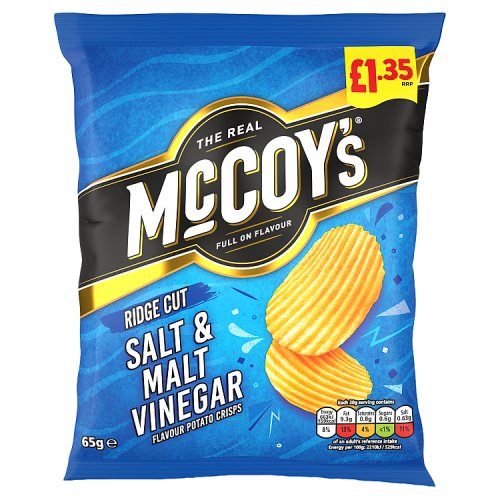 McCoys Salt & Malt Vinegar PM £1.25 65g pack shot