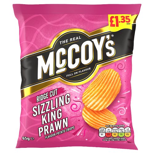 McCoys Sizzling King Prawn PM £1.35 65g pack shot