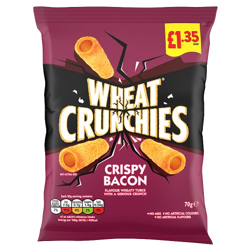 Wheat Crunchies Bacon PM £1.35 70g pack shot