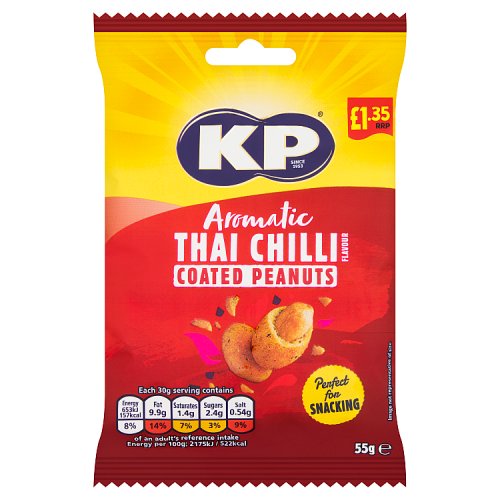 KP Thai Chilli Coated Peanuts PM £1.25 55g pack shot