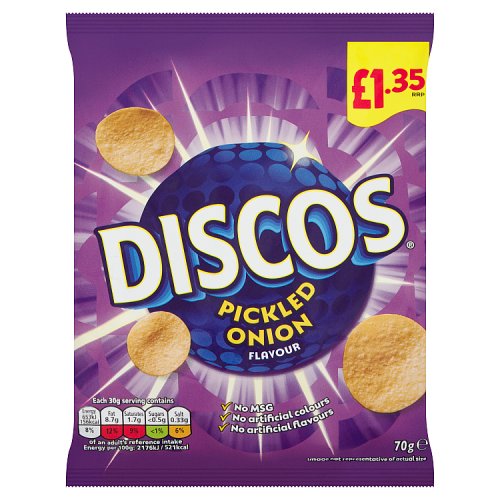 Discos Pickled Onion PM £1.35 70g pack shot