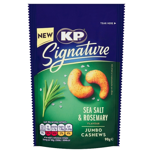 KP Signature Sea Salt and Rosemary Cashews 90g pack shot