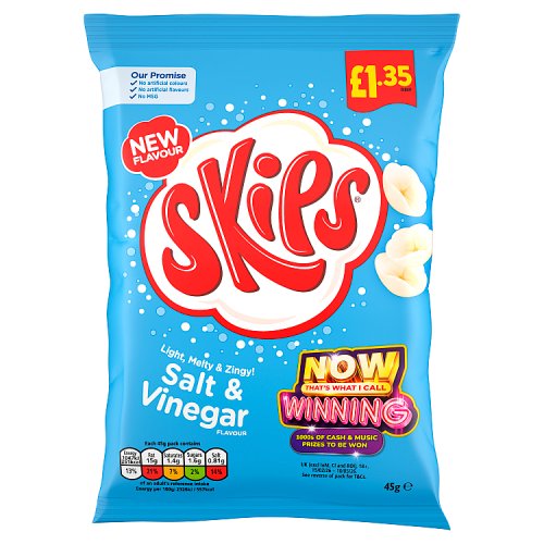 Skips Salt & Vinegar PM £1.35 45g pack shot