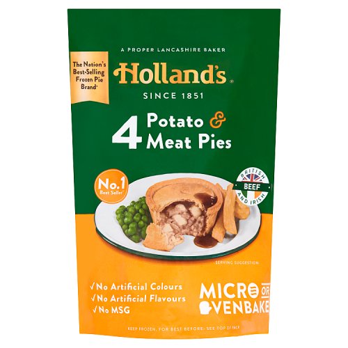 Hollands 4 Potato & Meat Pies 4pk pack shot