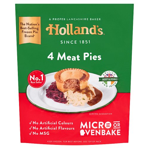 Hollands 4 Meat Pies 4pk pack shot
