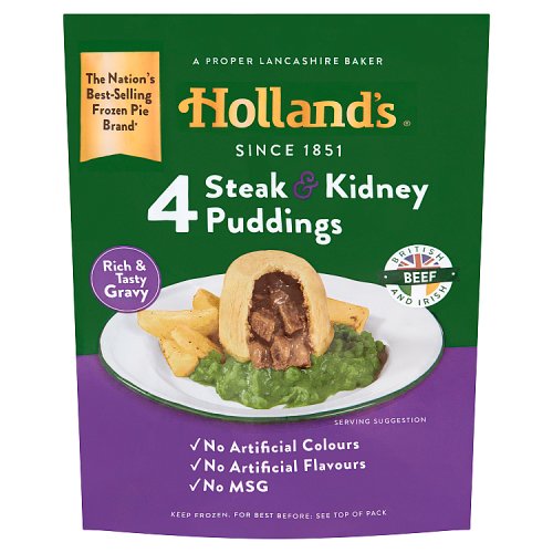 Hollands 4 Steak & Kidney Puddings 4pk pack shot