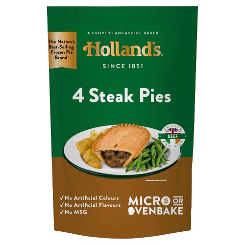 Hollands 4 Steak Pies 4pk pack shot