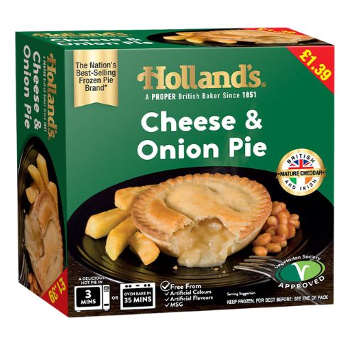 Hollands Cheese & Onion Pie PM £1.39 173g pack shot