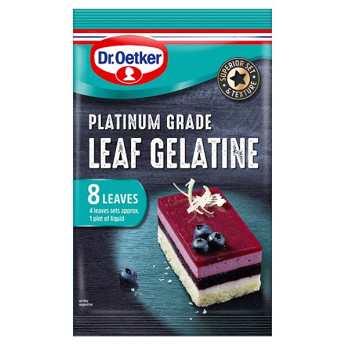 Dr Oetker Platinum Grade Leaf Gelatine 13g pack shot