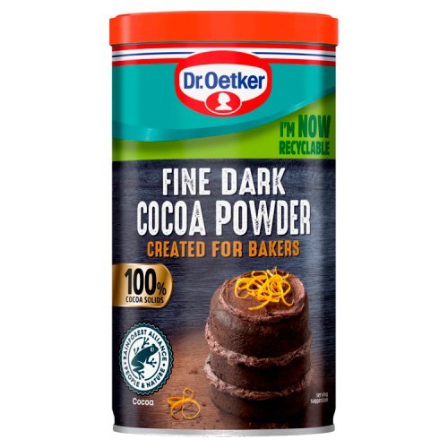 Dr Oetker Fine Dark Cocoa Powder Tub 190g pack shot