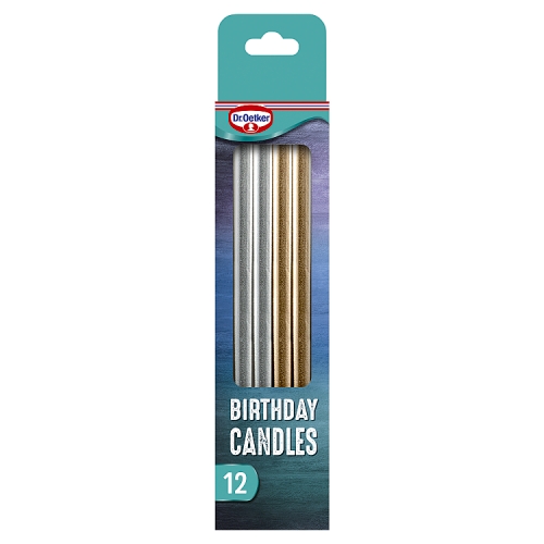 Dr Otker Metallic Birthday Candles 18s pack shot