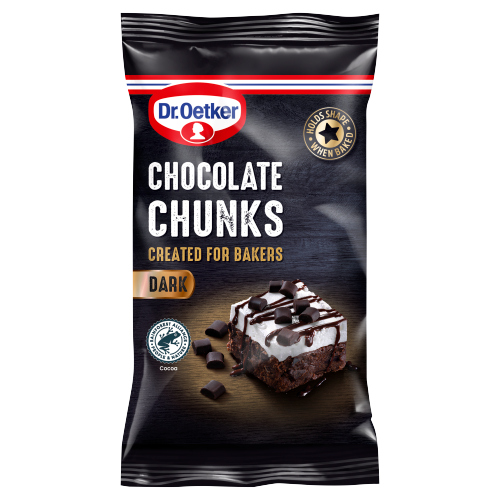 Dr Oetker Dark Chocolate Chunks 100g pack shot