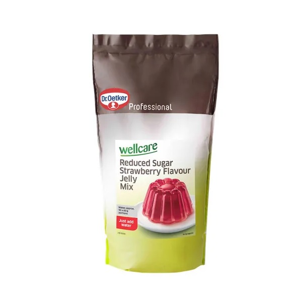 Dr Oetker Wellcare Reduced Sugar Strawberry Jelly Mix 1kg pack shot