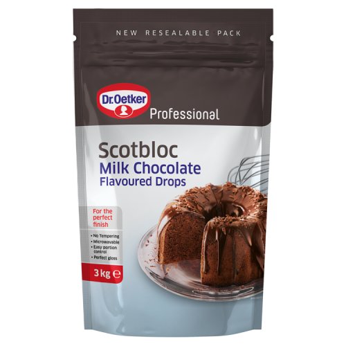 Dr Oetker Scotbloc Milk Chocolate Flavour Drops 3kg pack shot