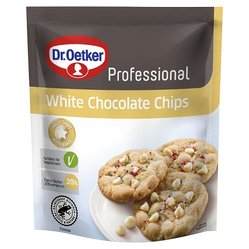Dr Oetker Real Chocolate Chips White 750g pack shot