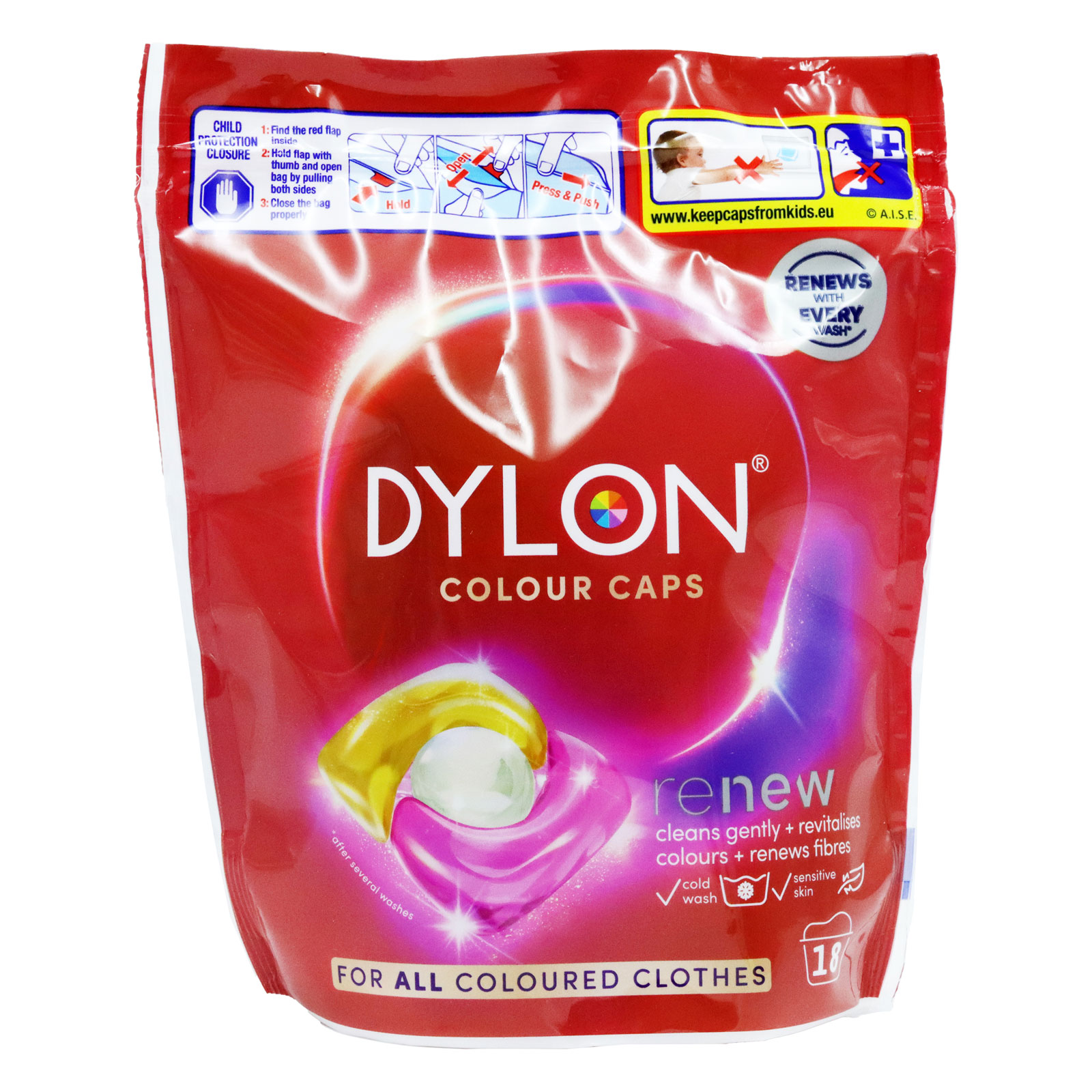 Dylon Colour Wash Caplets Renew 18s pack shot