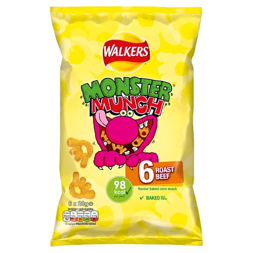 Walkers Monster Munch Rost Beef 6pk (6 x 20g)120g pack shot