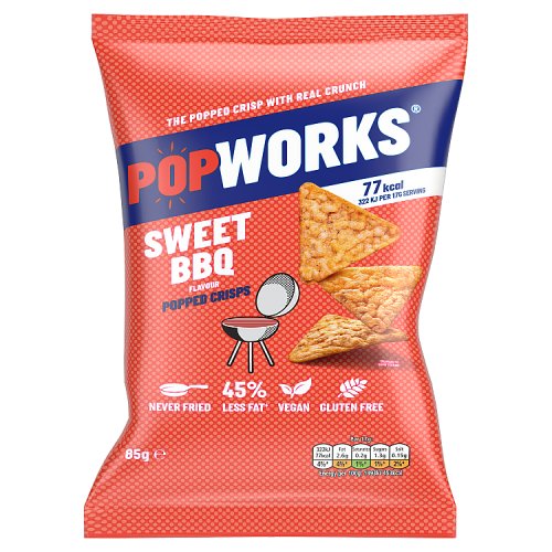 Popworks Sweet BBQ Popped Crisps 85g pack shot