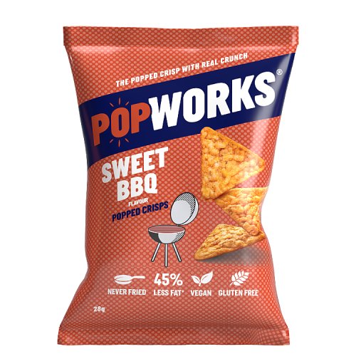 Popworks Sweet BBQ Popped Crisps 28g pack shot