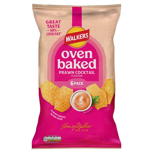 Walkers Baked Prawn Cocktail 6pk (6 x 22g) pack shot