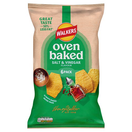 Walkers Baked Salt & Vinegar 6pk (6 x 22g) 132g pack shot