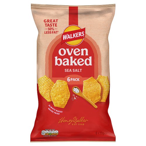 Walkers Baked Sea Salt 6pk (6 x 22g) 132g pack shot