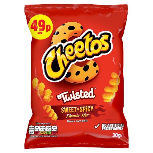 Cheetos Twisted Flaming Hot PM 49p 30g pack shot