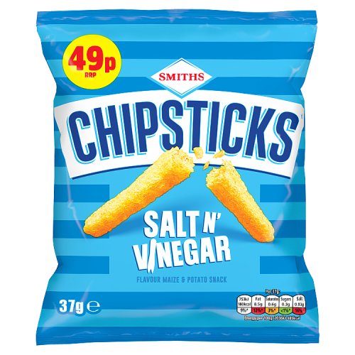 Smiths Chipstix Salt & Vinegar PM 49p 37g pack shot