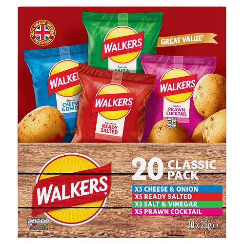 Walkers Classic Box 20pk (20 x 25g) 500g pack shot