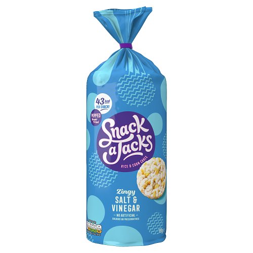 Snack A Jacks Jumbo Salt & Vinegar Rice Cakes Sharing Crisps 117g pack shot