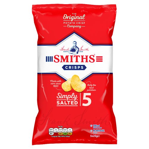 Smiths Simply Salted 5pk (5 x 25g) pack shot