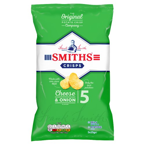 Smiths Cheese & Onion 5pk (5 x 25g) pack shot