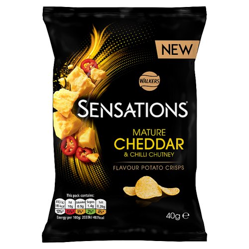 Walkers Sensations Mature Cheddar & Chilli Chutney 40g pack shot