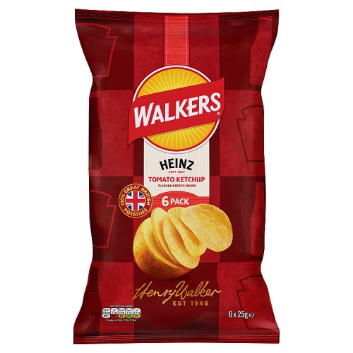Walkers Heinz Tomato Ketchup 6pk (6 x 25g) pack shot