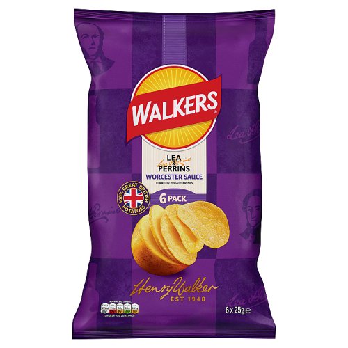 Walkers Lee & Perrins Worcester Sauce 6pk (6 x 25g) pack shot