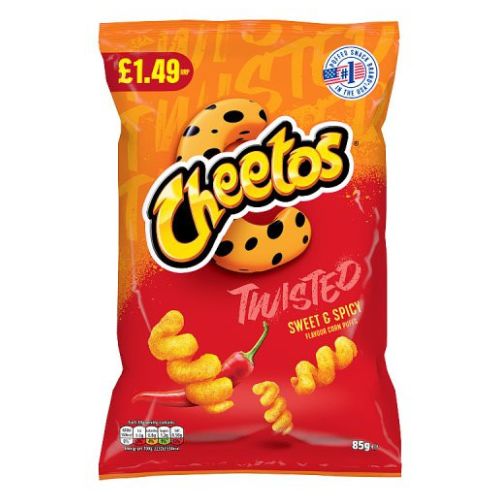 Cheetos Twisted Sweet & Spicy PM £1.49 85g pack shot