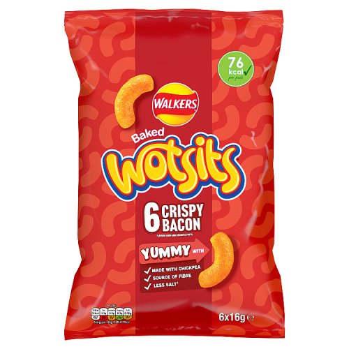 Walkers Wotsits Crispy Bacon Chickpea Crisps 6pk (6 x 16g) pack shot
