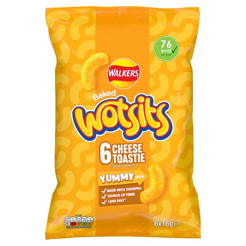 Walkers Wotsits Cheese Toastie Chickpea Crisps 6pk (6 x 16g) pack shot