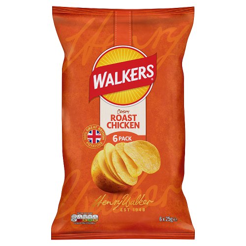 Walkers Roast Chicken Crisps 6pk (6 x 25g) pack shot