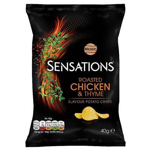 Walkers Sensations Roasted Chicken & Thyme Grab Bag Crisps 40g pack shot