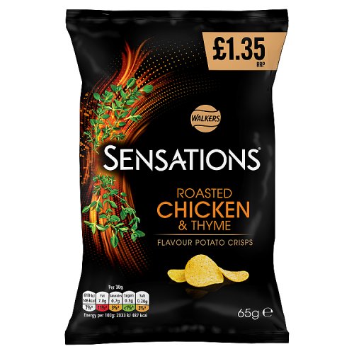 Walkers Sensations Roasted Chicken & Thyme PM £1.35 65g pack shot
