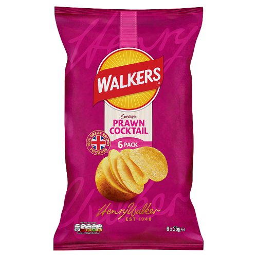 Walkers Prawn Cocktail 6pk (6 x 25g) pack shot
