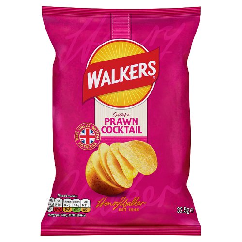 Walkers Crisps Prawn Cocktail 32.5g pack shot