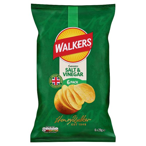Walkers Salt & Vinegar 6pk (6 x 25g) pack shot