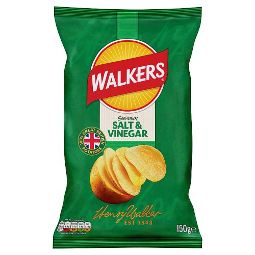 Walkers Salt & Vinegar Sharing Crisps 150g pack shot