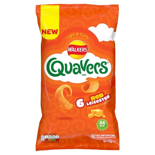 Quavers Red Leicester Cheese Crisps Snacks 6pk (6 x 16g) pack shot