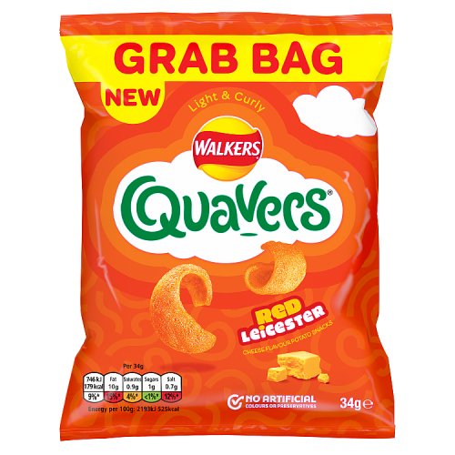 Walkers Quavers Red Leicester Grab Bag 34g pack shot