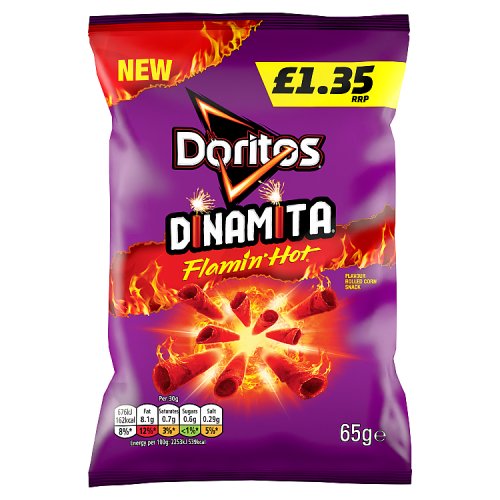 Doritos Extra Flamin Hot Dinamita 65g PM £1.35 pack shot
