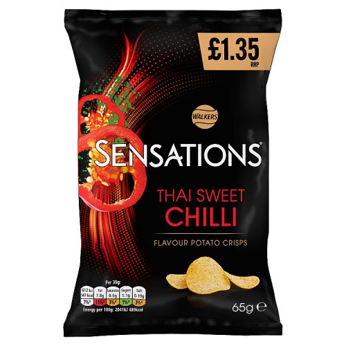 Walkers Sensations Sea Salt & Black Pepper PM £1.35 65g pack shot