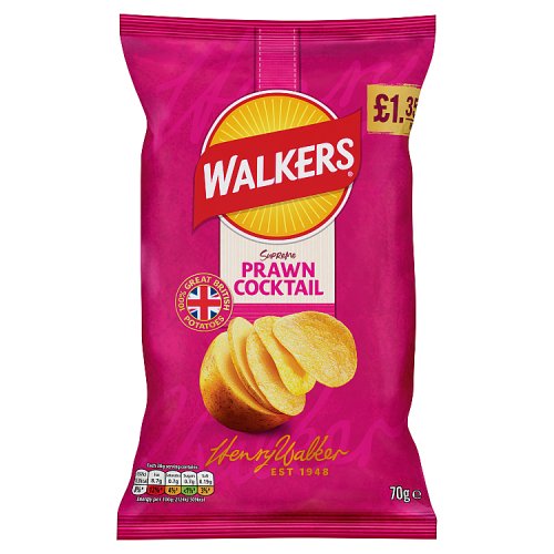Walkers Prawn Cocktail PM £1.35 70g pack shot